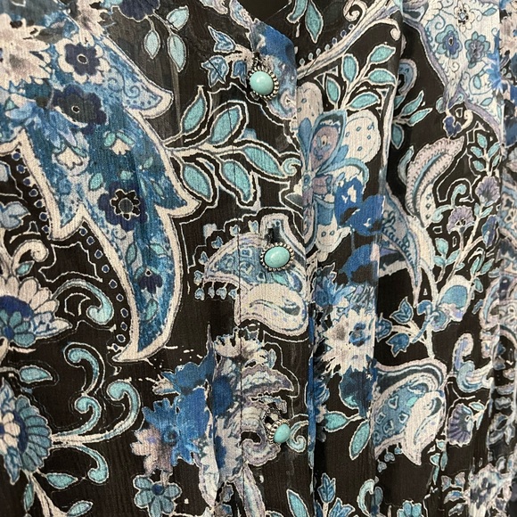 The Kooples Blue Cashmere Print Dress in Crepe Silk Muslin - NWT! - Picture 8 of 14